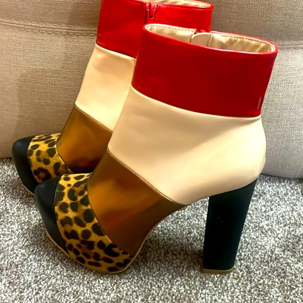 ASOS leopard multi platform booties